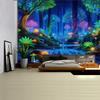 Cyber Forest Wall Tapestry Neon Nature Art Digital Circuit Design Sci Fi Landscape Boho Decor For Living Room And Study