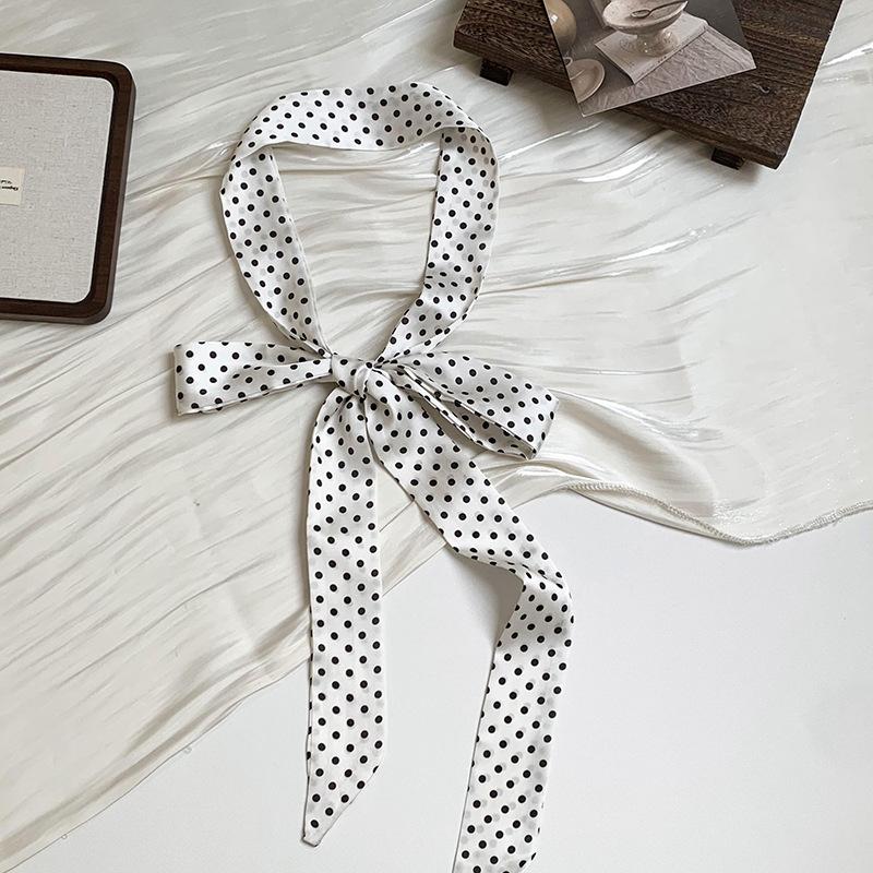 

silk scarf, high-end sense of wind and waves, thin and narrow small tie, hair tie, streamer belt, bag wrap, headscarf, hair accessories.