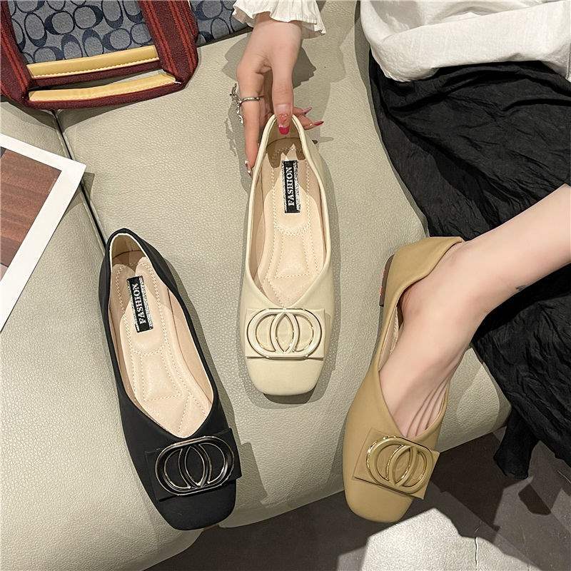 Doudou Shoes Girl 2025 New Spring Korean Version Versatile Shallow Mouth Soft Sole One Pedal Fairy Gentle Evening Wind Single Shoes