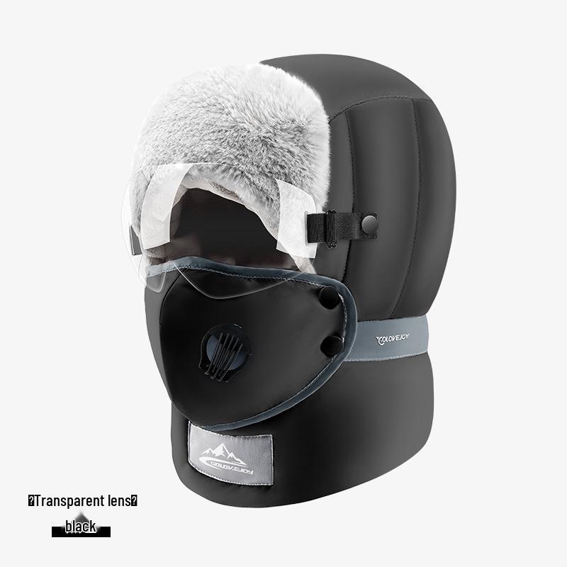 Winter Lei Feng Hat for Men & Women: Outdoor Skiing, Velvet-lined, Warm with Goggles, Windproof & Waterproof