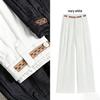 Spring New Silk Lyocell Denim Blue High-Waisted Casual Straight-Leg Pants