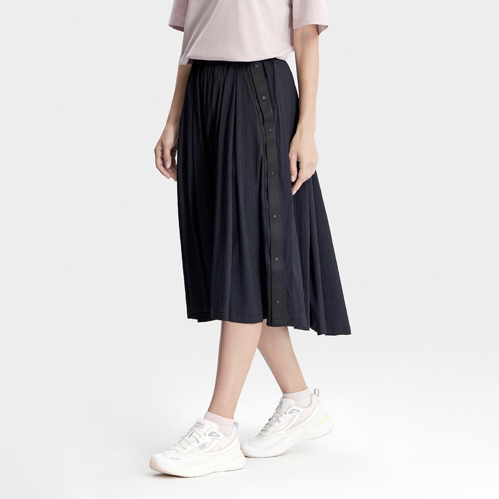 Fila Solid Color Side Button Pleated Skirt Women Skirts Black A11W327302F-BK