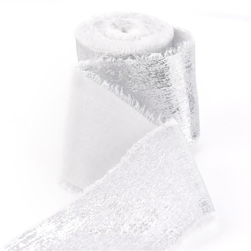 Handgefertigtes Ausgefranstes Kanten Goldenes Seidenband Stoffband Für Hochzeitseinladung Verpackung Sträuße Geburtstagsfeier Dekorationen Geschenke