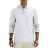 Spring Loose-Fit Solid-Colour Collared Casual Business Men's Long-Sleeved Linen Polo Shirt