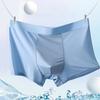 Men Boxer Underwear Elastic Mid-Waist Design Solid Color Shorts Briefs U-Convex Thin Soft Panties Daily Wear