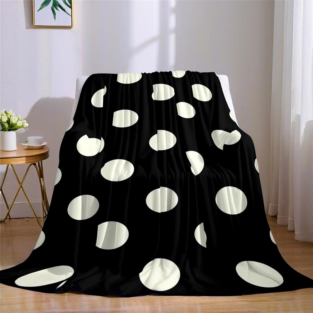 Schwarz-Weiß gepunktete Flanelldecke Warm Weich Halloween Weihnachten Sofa Warm Gemütlich Dekorative Dekoration Geschenk für Jede Jahreszeit