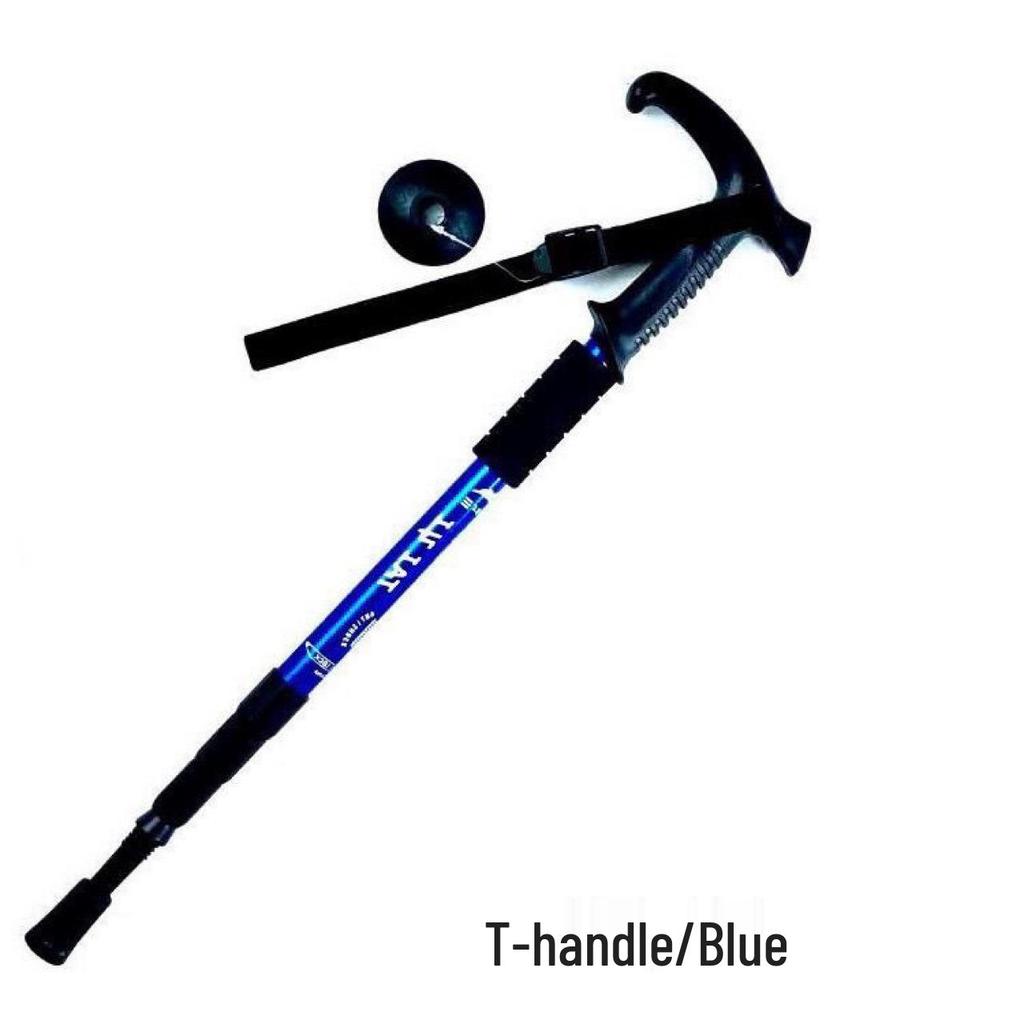 Aluminum Alloy 4-Section T-Handle Trekking Pole – Portable Outdoor Walking Stick Cane for Hiking and Climbing.
