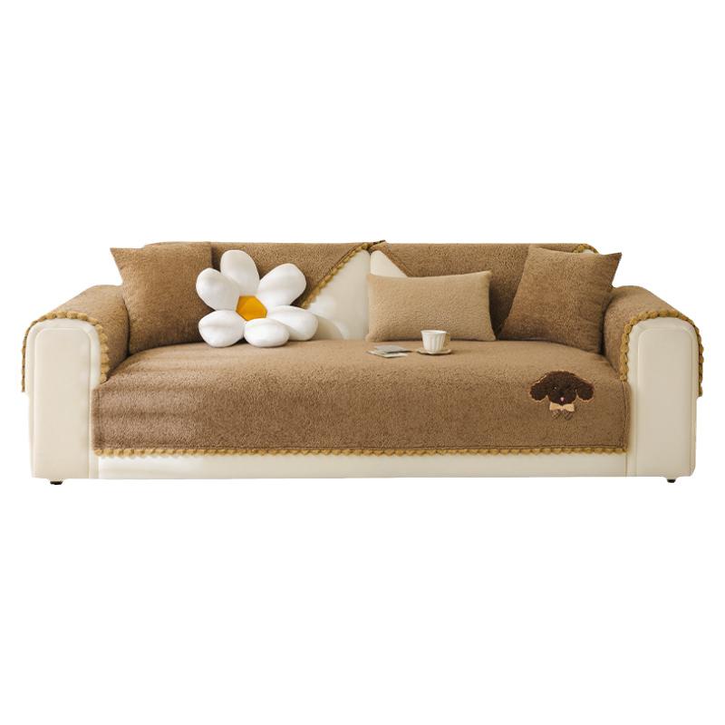 Leichter Luxus Teddyfleece Sofakissen Premium-Gefühl Herbst und Winter Cartoon Sofabezug Neu Plüschbezug Handtuch