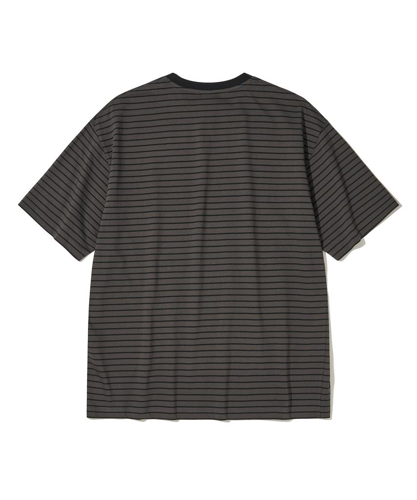 URBANDTYPE Vintage Label Striped T-Shirt_Charcoal