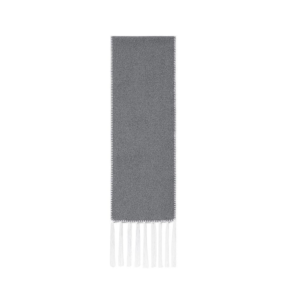 European & American Autumn/Winter Double-Sided Wool Scarf with Tassels - Lengthened and Warm 190x30+20 cm серый