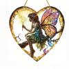Colorful Flower Fairy Acrylic Suncatcher Stained Glass Style Hanging Window Garden Yard Ornament Fairy Garden Vintage Home Decor