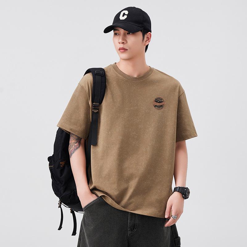 

Футболка с коротким рукавом Мужская Ретро Свободная Большого размера С принтом Летняя Хлопковая Рубашка с рукавом до локтя 4XL