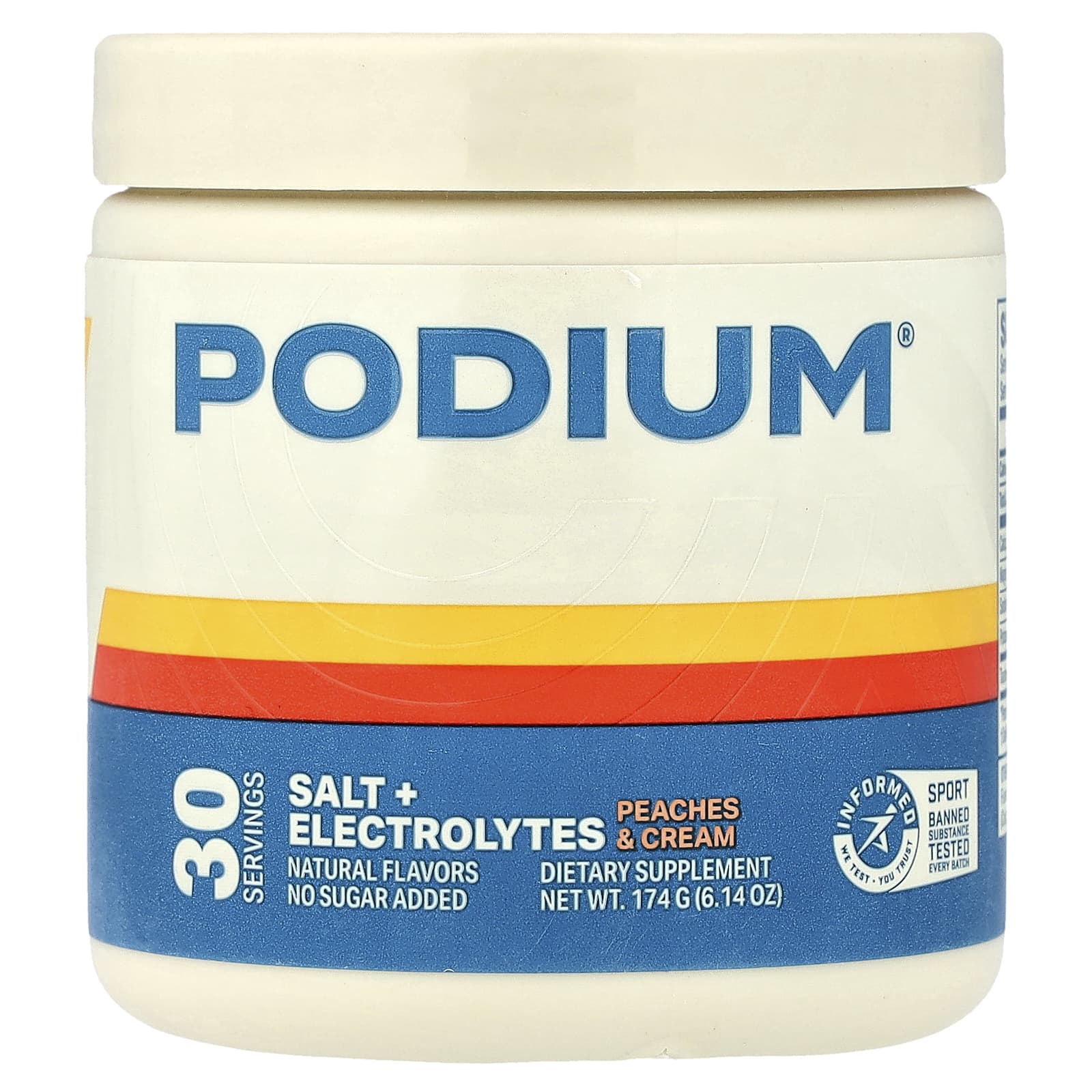 

Podium Nutrition, Salt + Electrolytes, Peaches & Cream, 6.14 oz (174 g)
