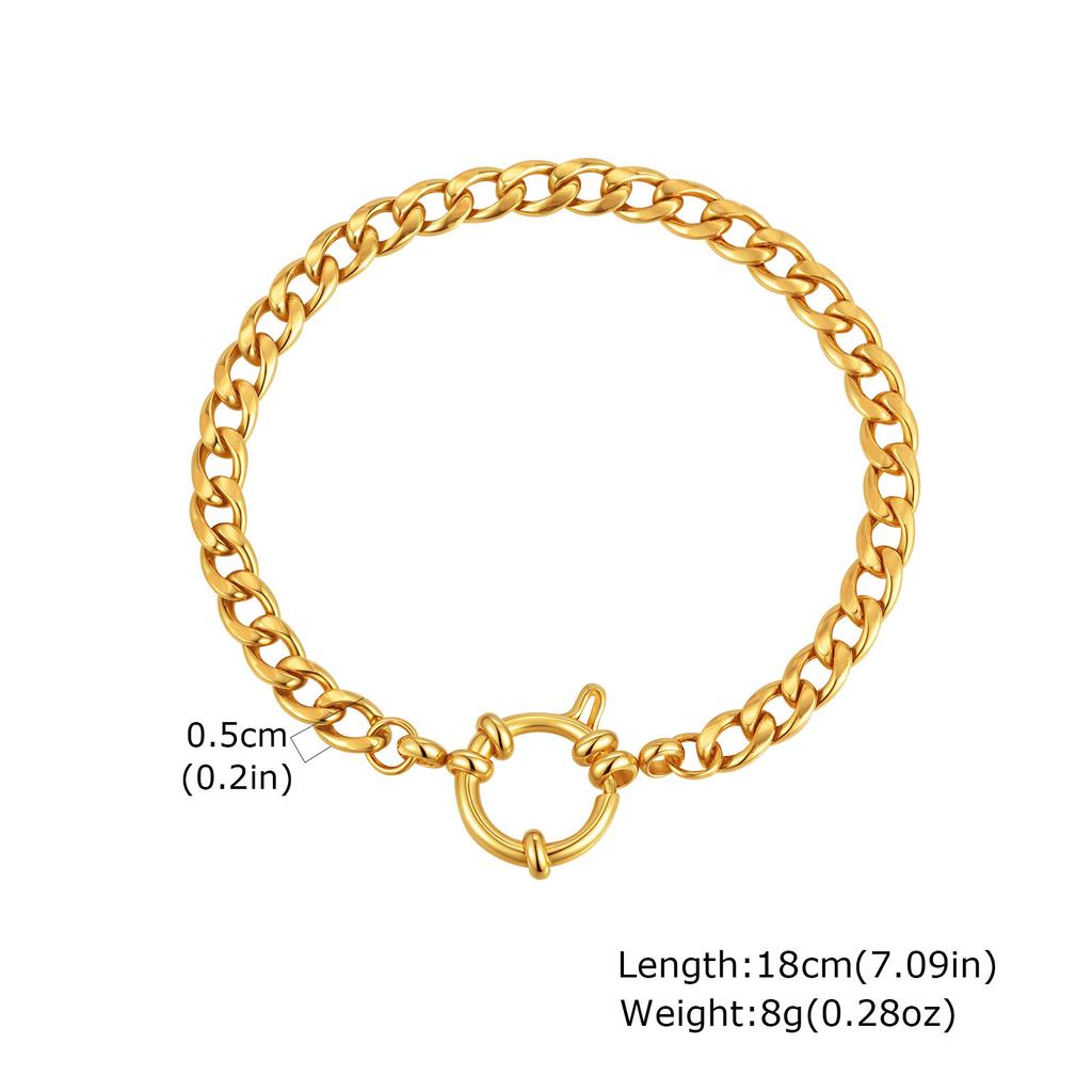 Fashion Stainless Steel Bubble Buckle Gold Bracelet Twist Chain Bead Separator Chain Round Snake Chain Nc Chain Women'S Jewelry 2465