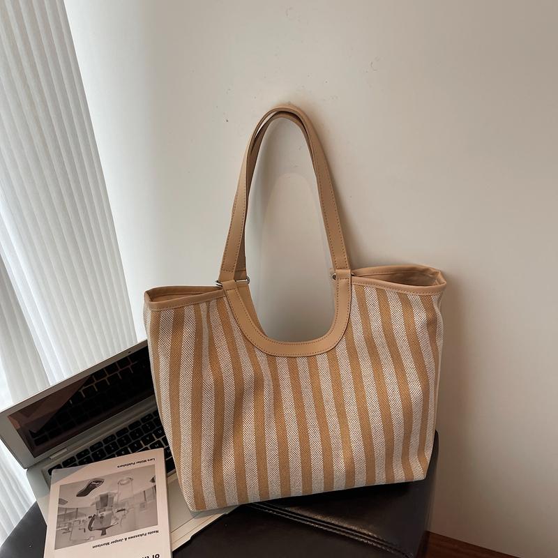 Vintage Handbag Striped Bag Women's Large Capacity Shoulder Bag