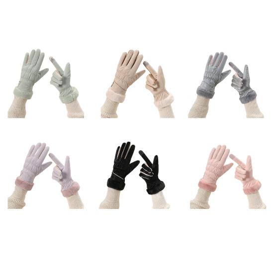 1 Pair Women Cycling Gloves Waterproof Wind-proof Touchscreen Fleece-Lined Gloves Winter Outdoor Cold Weather Warm Thick Full Finger Thermal Gloves