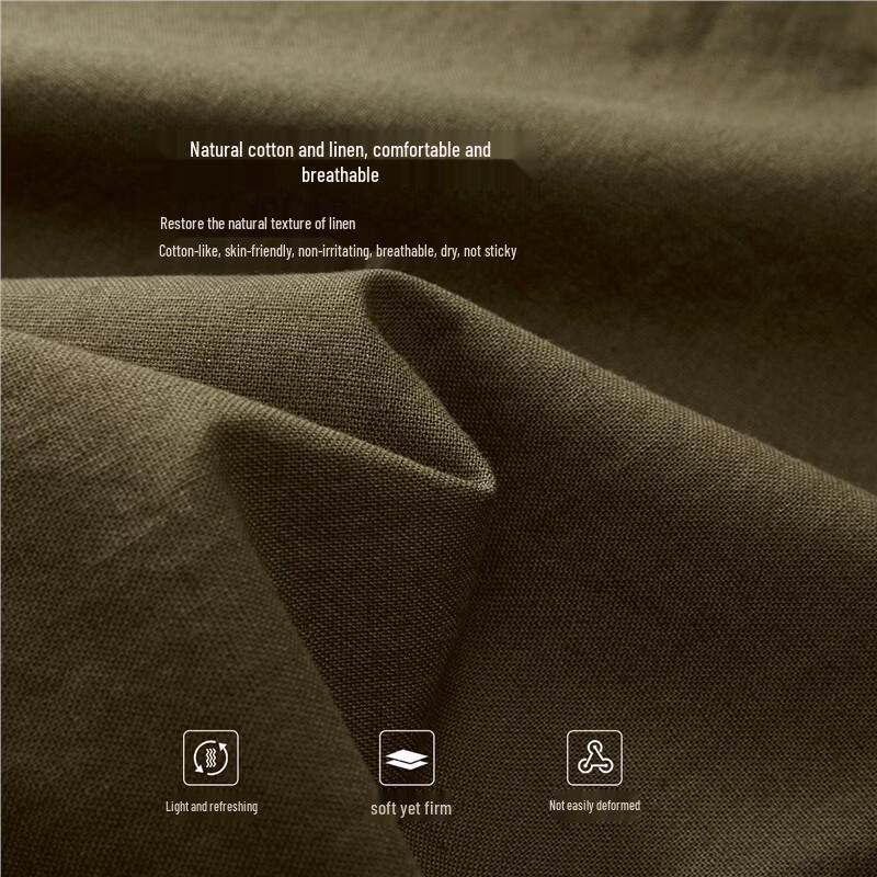 Giordano Women's Cotton Linen Drawstring Straight Leg Pants