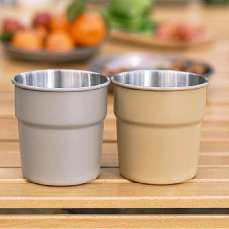300ml Portable Camping Drink Cup Stackable Coffee Cup Tourist Tableware Outdoor Stainless Steel Tea Cup Picnics Utensils