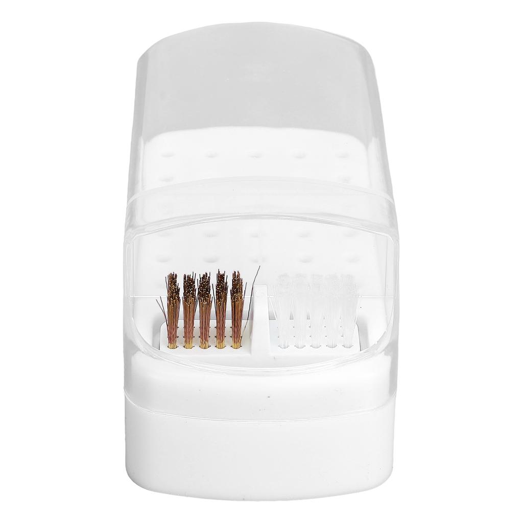 30 Holes Nail Drill Bit Holder Stand with Cleaning Brush Dust Proof Storage Container Box Case for Home Salon