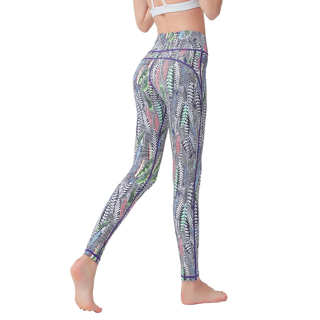 New printed yoga nine-point pants women's tight high waist hip lift running fitness pants