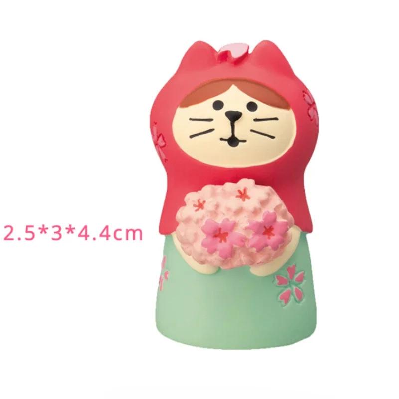 Lovely Sakura Blossom Resin Miniature Spring Day Scene Decoration Crafts Kawaii Cat with Schoolbag Pink Cherry Bookshelf Decro