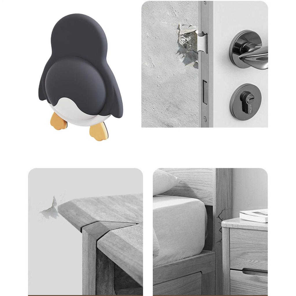Self-Adhesive Door Handle Cushion Silent Rubber Door Knob Wall Shield Cushion Cartoon Animal Design Anti-Collision Pad For