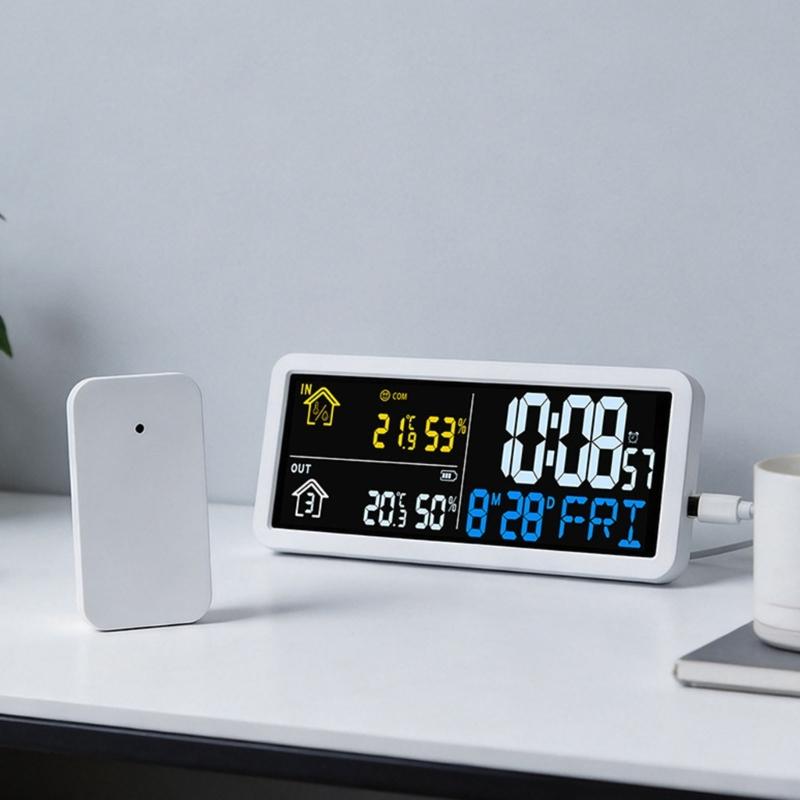 High Precise Digital Wall Clock With Multiple Temperature Humidities Display Simple LCD Room Clock For Living Room