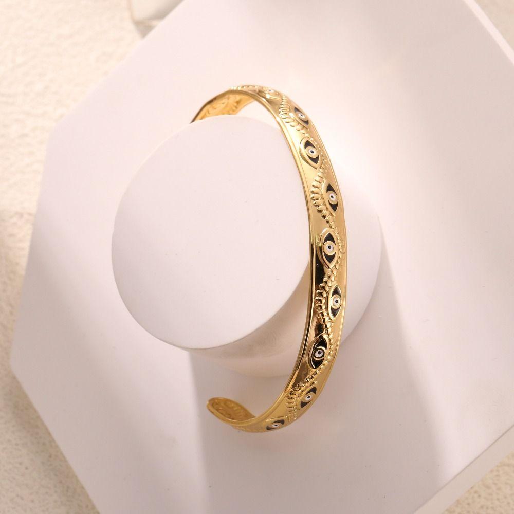 Oil Drip Design Women's Bangle Pink Green Rhinestone Demon's Eye Bracelets  Decoration