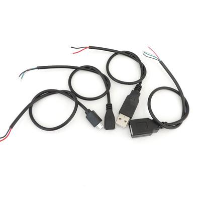 0,3M USB 2.0 Type A Apa anya 2Pin 4pin micro USB javítás hegesztés Kábel Táptöltő Tápegység Barkács csatlakozó 2 4 mag