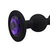 Silicone Anal Beads Butt Stopper 4.2 Inch Three Ball Anal Chain Training Toy with Purple Rhinestone Adult Sex Toy for Male Female Couple Play