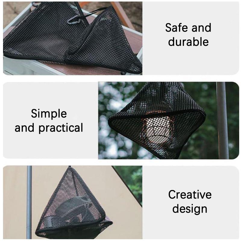 Outdoor Camping Kitchen Hanging Net Kitchen Foldable Storage Bag Cookware Drying Net Triangular Drying Net Dry Food Organizer