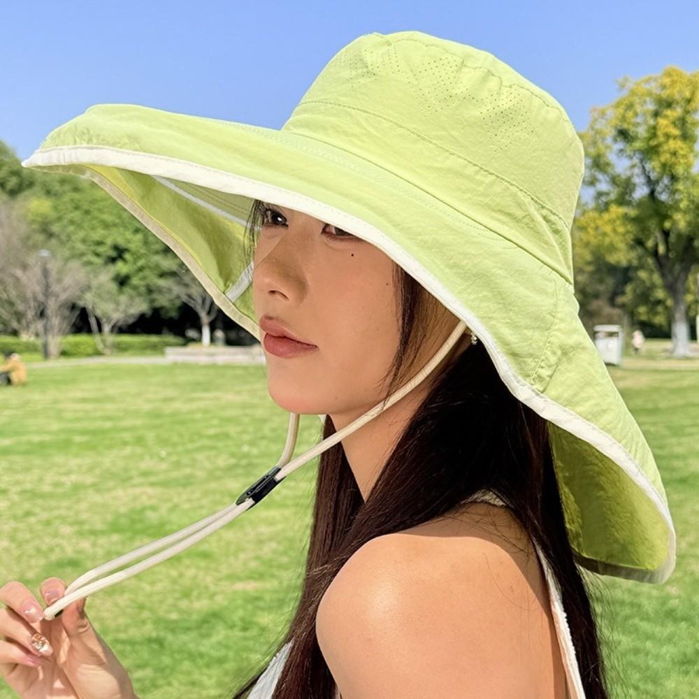 Anti-UV Fisherman Hat Wide Brim Bucket Hat New Beach Cap Women