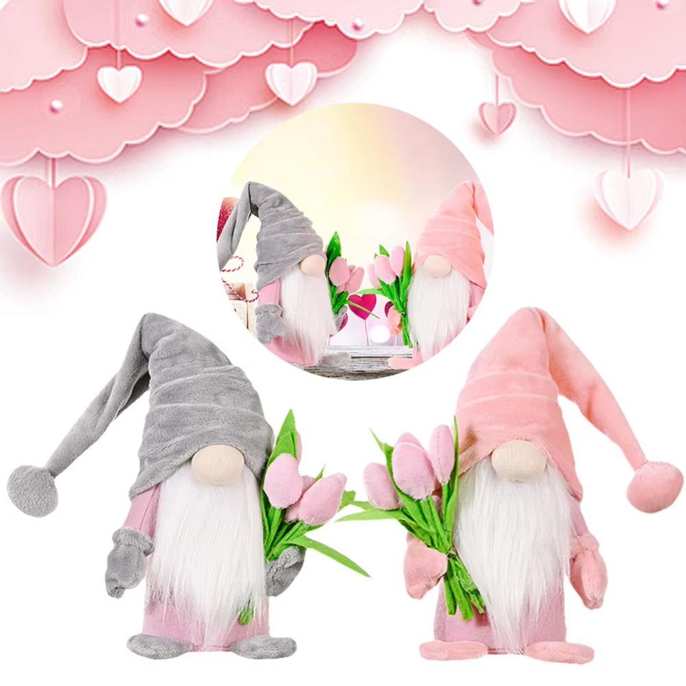 Cute Tulip Rudolph Statue Standing Gnomes Sculpture Meaningful Faceless Dwarf Ornament  Wedding