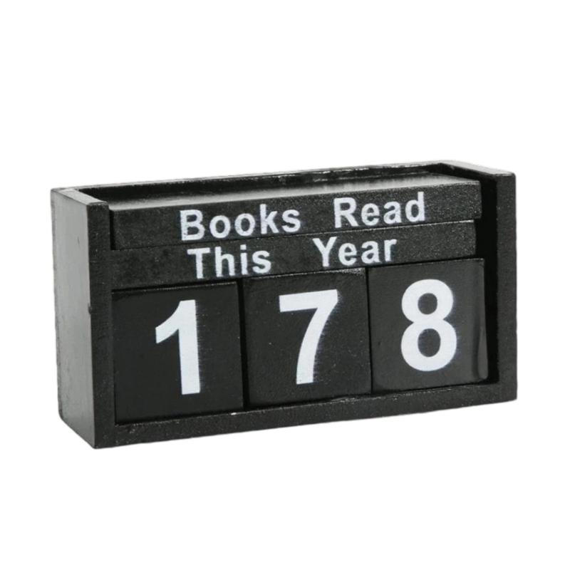 Wooden Books Read This Year Counter Sign for Tracking Reading Progress Numbered Desktop Ornament Book Enthusiasts Gift