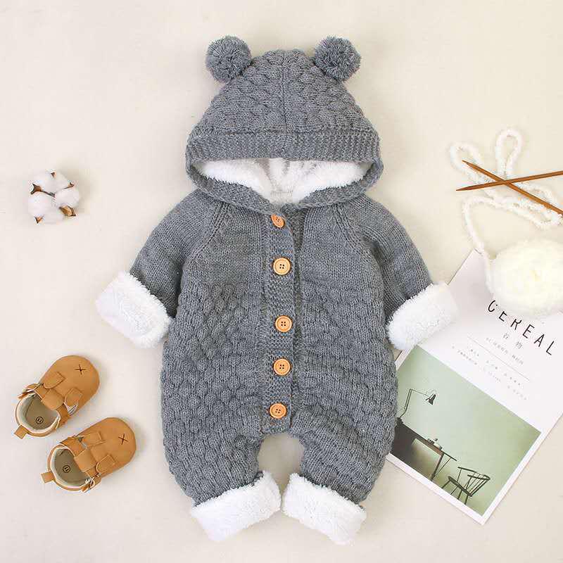 Newborn Knitted Wool Romper - Cute & Warm Baby Sweater for Boys & Girls (Autumn/Spring)