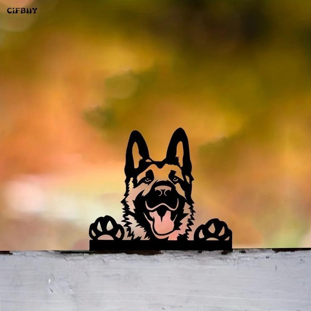 Wrought Iron Garden Dog Statue Anti Rust Coating Outdoor Decor