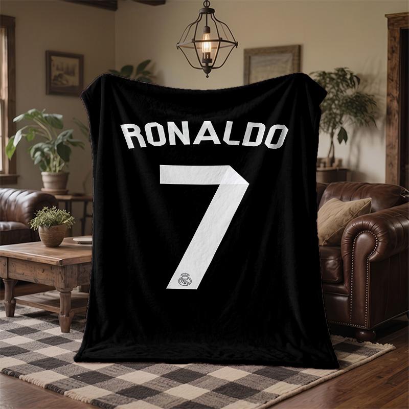 Coperta Morbida e Calda in Flanella con Stampa di Cristiano Ronaldo, Coperta da Divano/Letto per Casa, Ufficio, Camera da Letto