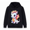 Kids Boys Girls Hoodie Cute Cartoon Chibi Dragon Print Casual Long Sleeve Pullover Sweatshirt for Daily Wear