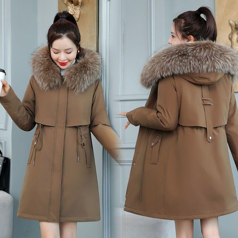 Plus Size Thickened Parker Jacket Loose and Enlarged Mid-length Large Fur Collar Down Jacket