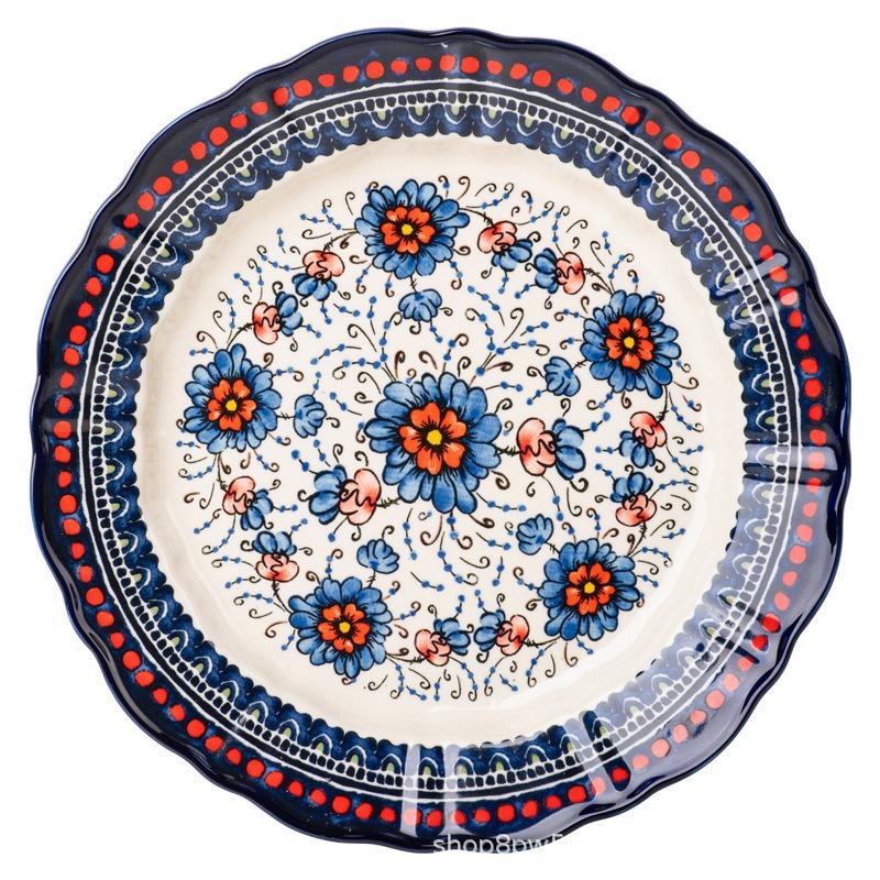 Posey Flower Hand Painted Underglaze Color Household Ceramic Dish Set Noodle Soup Large Bowl Spoon