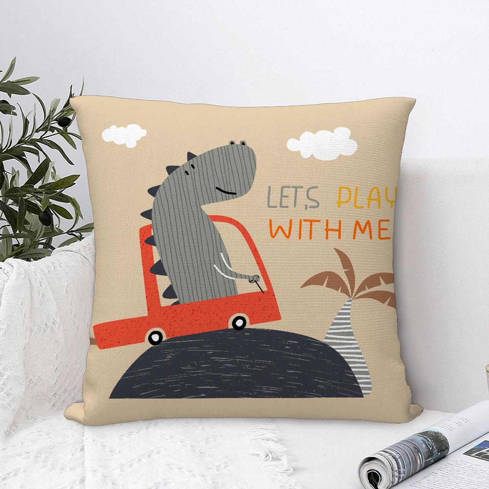 Cartoon Dinosaur Cute Pillow Case Plush Fabric Soft Pillowcase Double Sided Print Sofa Cushion Cover Throw Pillow Cover