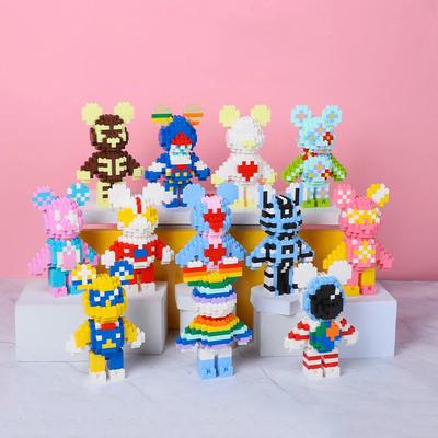 Lustiger Mini-Bär düsterer Cartoon 3D Mikro-Bausteine Kreatives DIY-Modell Figurenspielzeug Tischdekoration Für Kinder Geburtstagsgeschenk