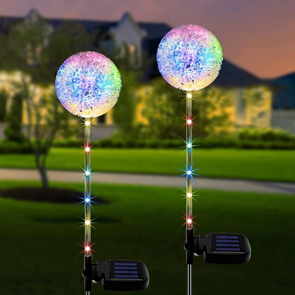 2Pcs Solar Garden Lights Outdoor 16 Colorful LED Solar Garden Lights Decorative for Patio Yard