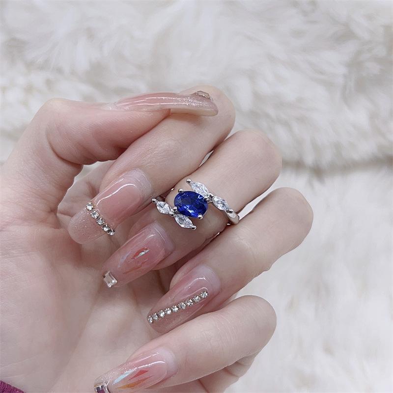 Sapphire Jewelry Set: Elegant Ring, Necklace & Earrings for Women