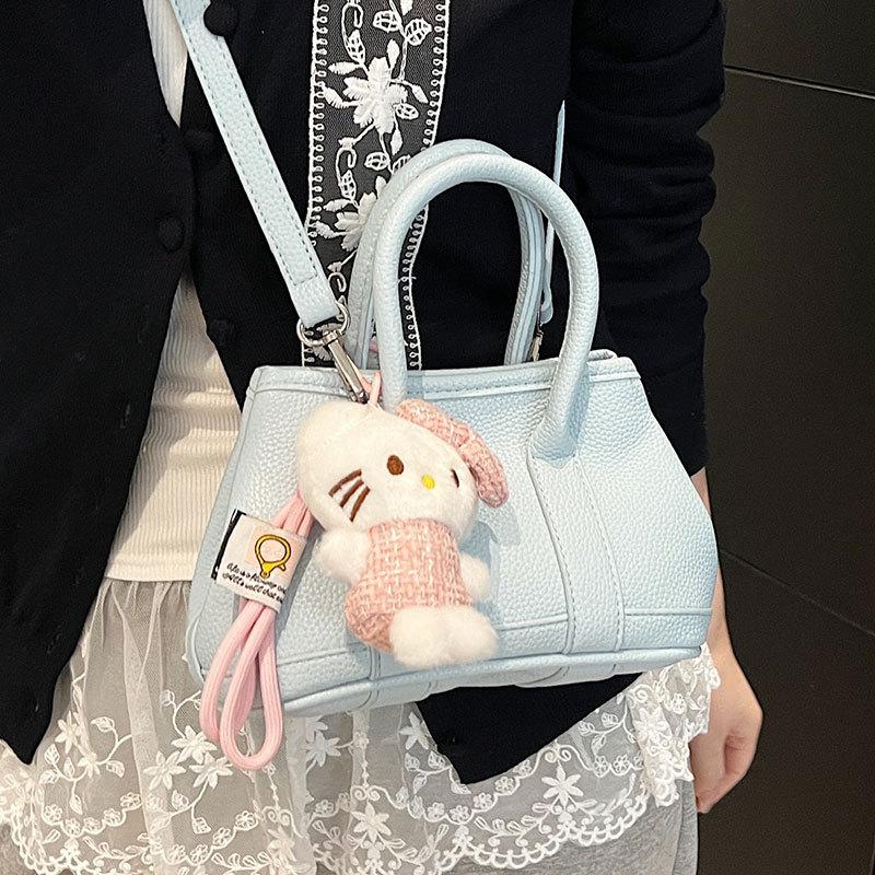 Korean Niche Dopamine Lychee Pattern Portable Bucket Bag Casual Simple Versatile Temperament Commuter Messenger Women's Bag