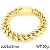 Polished 15mm Cuban Link Bracelet for Man Luxury Waterproof Gold Color Stainless Steel Men's Chain Bracelets Fashion Men Jewelry