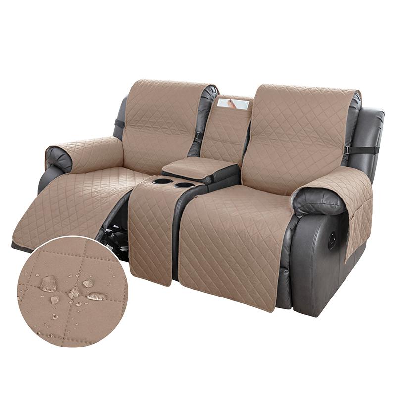 

2 Seater Waterproof Recliner Sofa Covers Loveseat Center Console Sofa Towel Couch Slipcovers- with Cup Holder and Storage Pocket 2 Seater