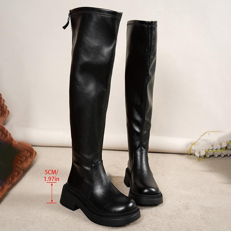 Fashion Fashion Chunky Platform Long Boots for Women 2025 Autumn Winter PU Leather Over The Knee Boots Woman Plus Size Thigh High Botas