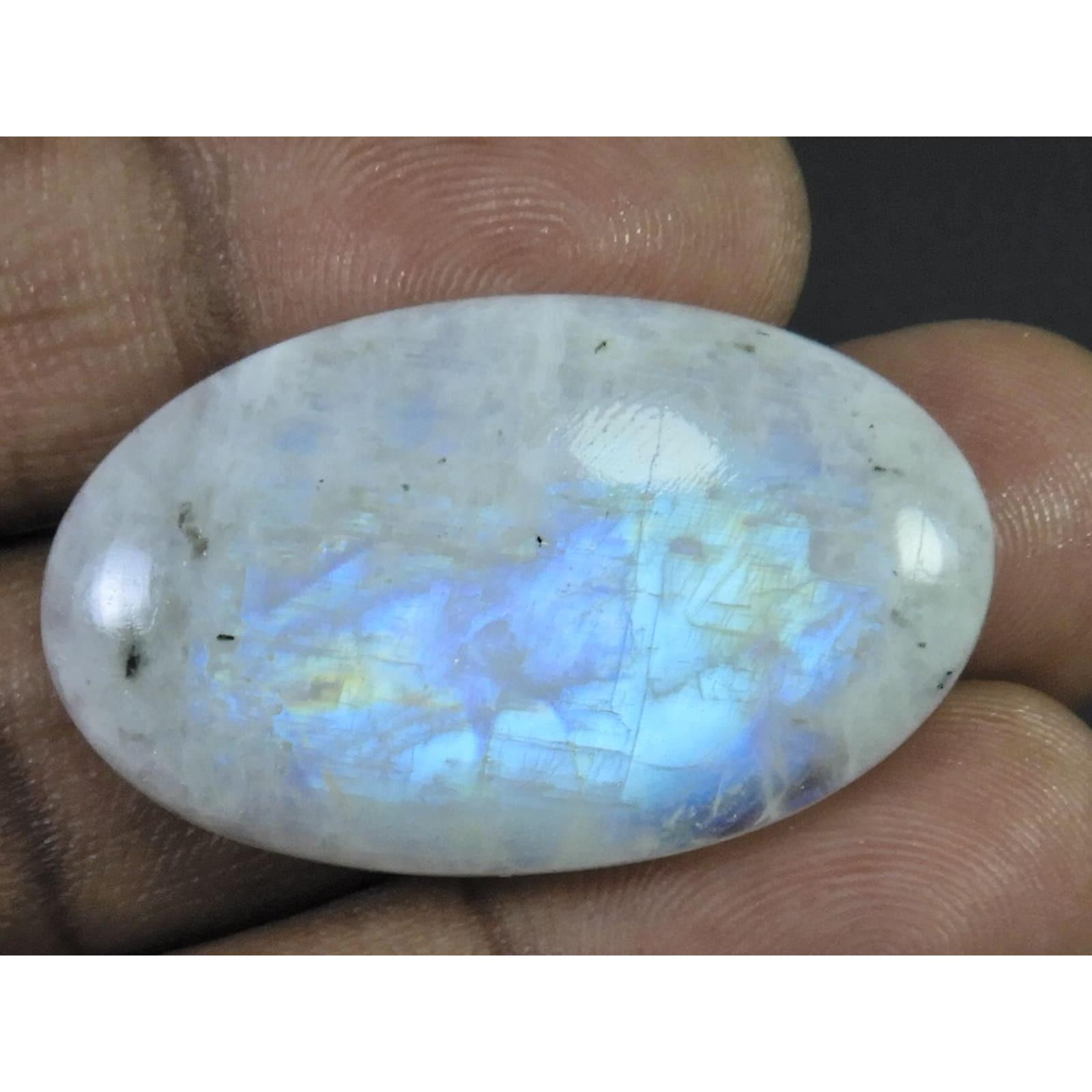 22X37X06 MM Natural Rainbow Moonstone Oval Cabochon Loose Gemstone 45Cts. C-1628