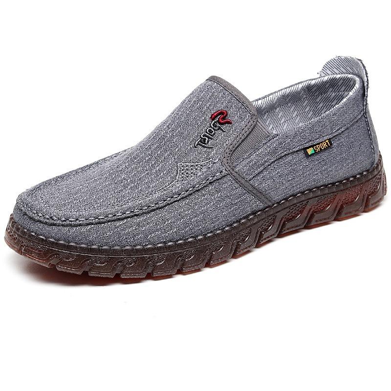 Cloth shoes men's single sole  sole middle-aged and elderly casual canvas dad shoes